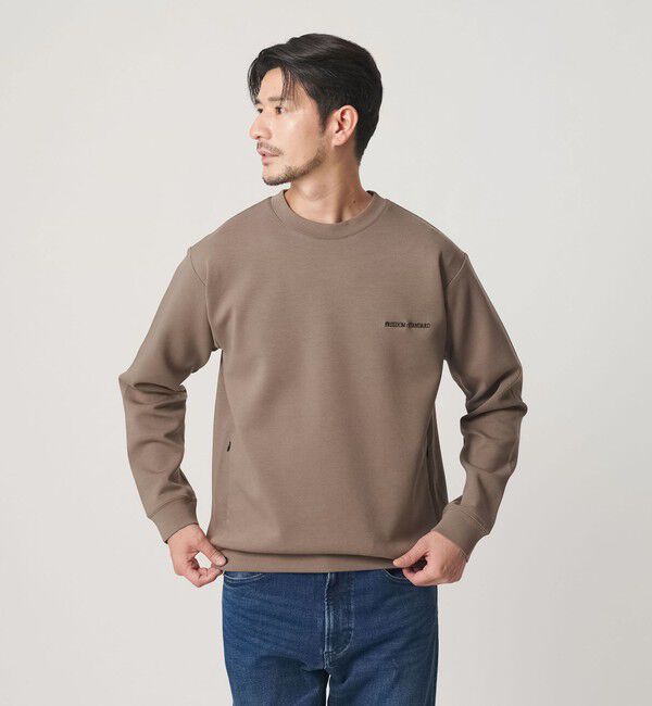 BEAUTY&YOUTH UNITED ARROWS「【WEB限定 WARDROBE SMART】ダブルニット ロゴ クルーネック スウェット/セットアップ対応【抗菌・防臭】」|Tシャツ・カットソー|