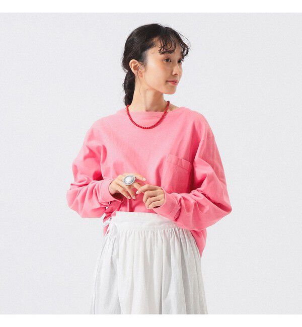 BEAMS SELECTION for WOMEN「【別注】Goodwear &times; BEAMS BOY / カスタム ビッグ ロングスリーブ Tシャツ」|Tシャツ・カットソー|CANDY_PINK