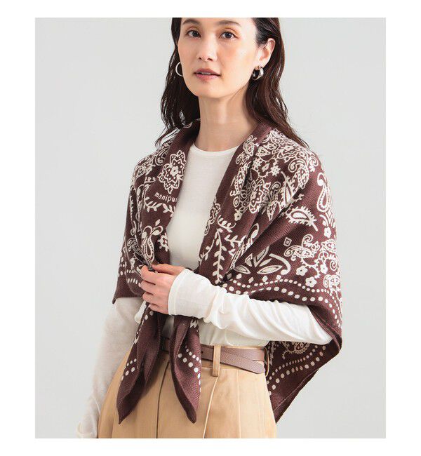 BEAMS SELECTION for WOMEN「manipuri / バンダナ ストール」|ストール|【WEB限定】別注BROWN