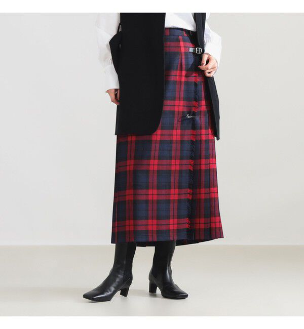 BEAMS SELECTION for WOMEN「【別注】O&rsquo;NEIL OF DUBLIN &times; Demi-Luxe BEAMS / ウール イージー ロング キルトスカート 85cm」|スカート|