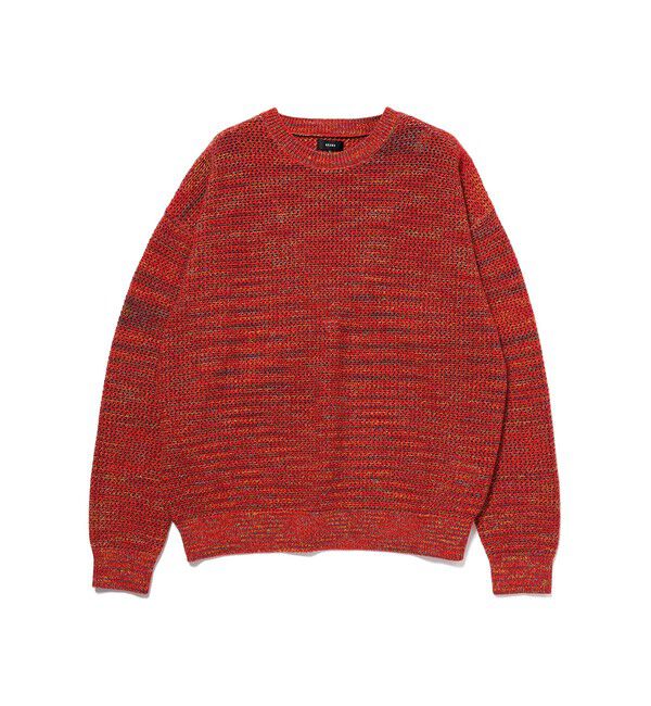BEAMS「7ゲージ メッシュ クルーネックニット」|ニット・セーター|RED