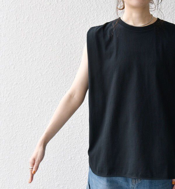SHIPS any「〈抗菌防臭/洗濯機可能〉USAコットン ラウンドヘム ノースリーブ TEE」|Tシャツ・カットソー|