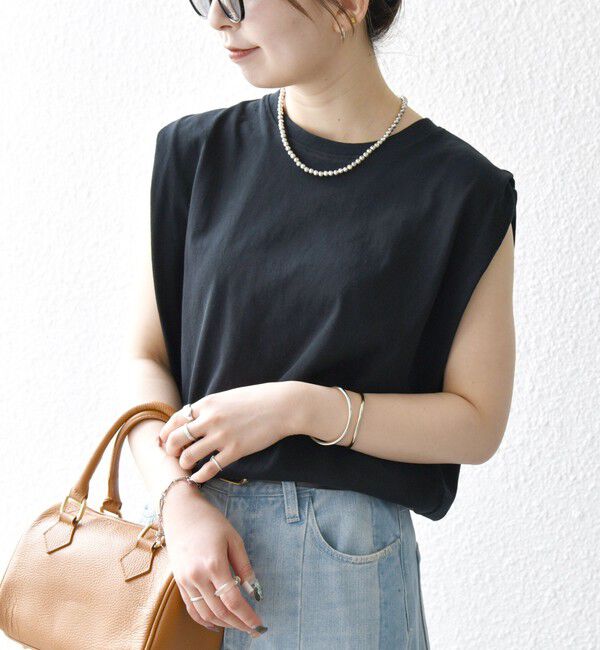 SHIPS any「〈抗菌防臭/洗濯機可能〉USAコットン ラウンドヘム ノースリーブ TEE」|Tシャツ・カットソー|
