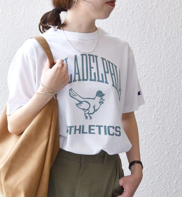 SHIPS any「Champion:〈洗濯機可能〉グラフィック ロゴ ショート スリーブ TEE」|Tシャツ・カットソー|ホワイト系
