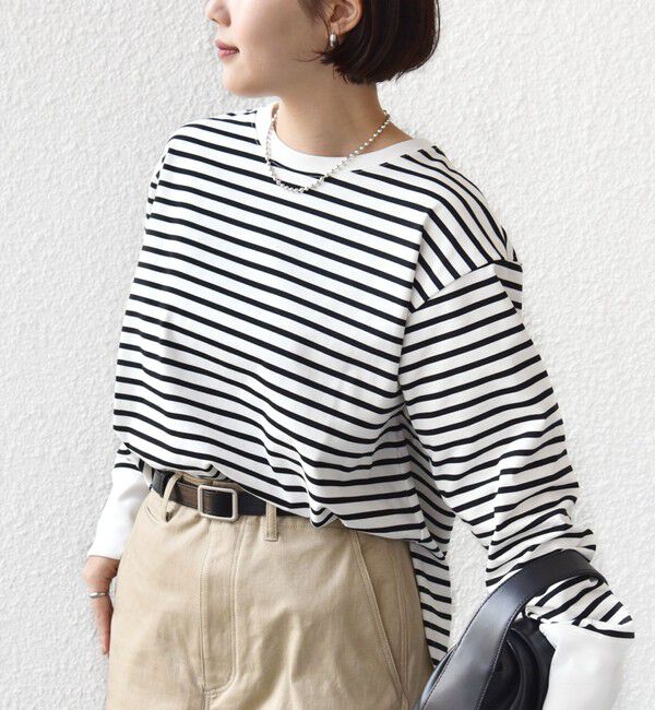 SHIPS for women「〈手洗い可能〉ロング リブ ラウンド ヘム プルオーバー」|Tシャツ・カットソー|ブラック
