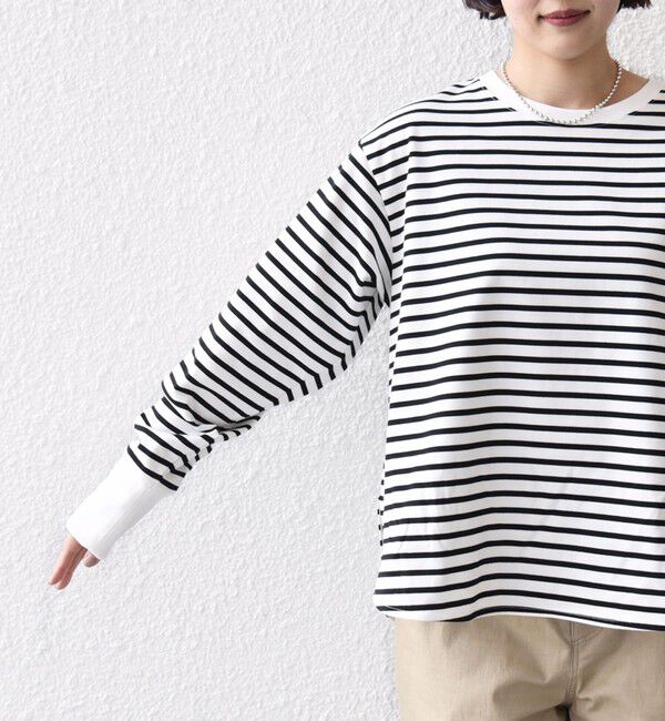 SHIPS for women「〈手洗い可能〉ロング リブ ラウンド ヘム プルオーバー」|Tシャツ・カットソー|