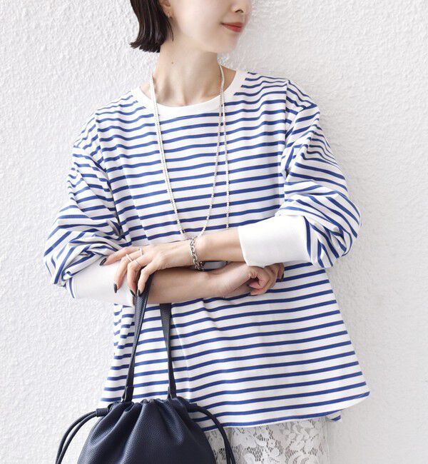 SHIPS for women「〈手洗い可能〉ロング リブ ラウンド ヘム プルオーバー」|Tシャツ・カットソー|