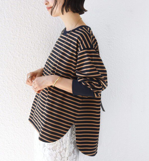 SHIPS for women「〈手洗い可能〉ロング リブ ラウンド ヘム プルオーバー」|Tシャツ・カットソー|