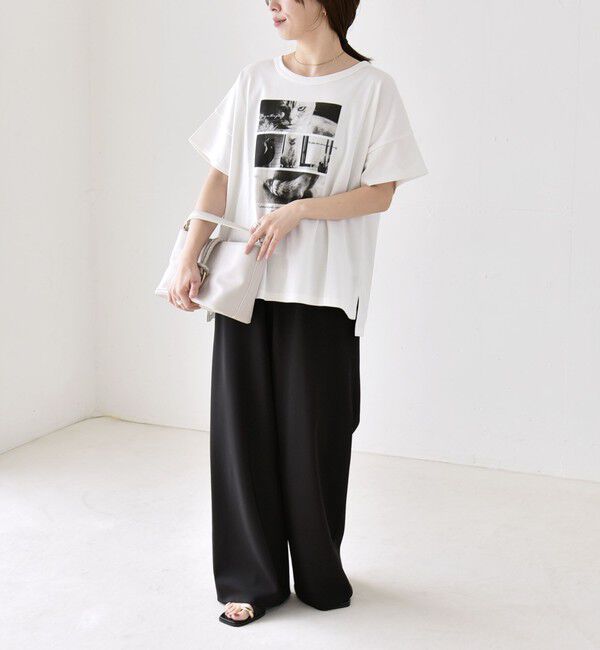 quaranciel「〈接触冷感/汗染み防止加工/洗濯機可能〉CAT プリント TEE」|Tシャツ・カットソー|