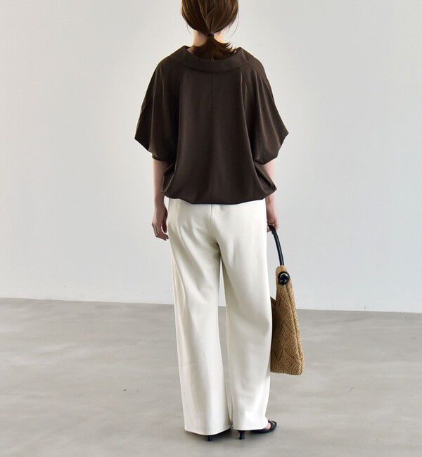 quaranciel「:〈接触冷感/洗濯機可能〉シルク ミックス ポンチ ドロスト ポロ プルオーバー」|Tシャツ・カットソー|
