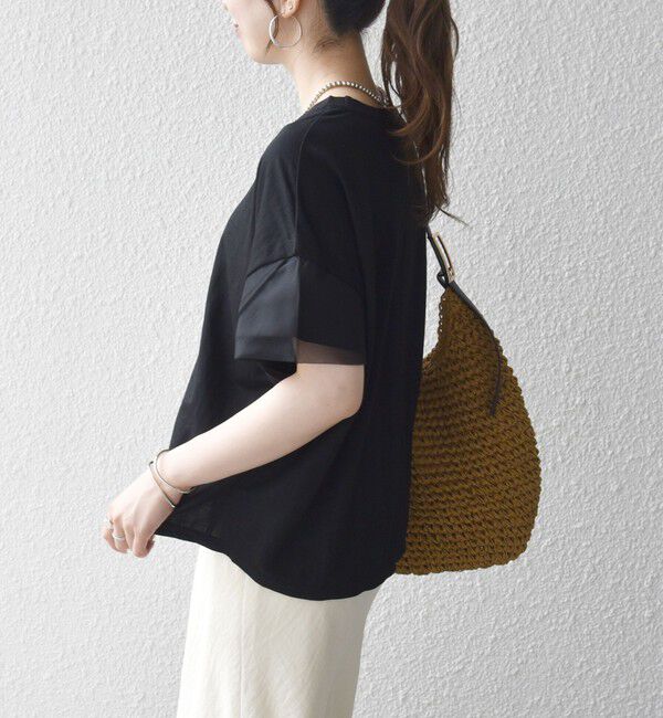 SHIPS any「SHIPS any:〈手洗い可能〉カノコ チュール コンビ ワイド TEE」|Tシャツ・カットソー|