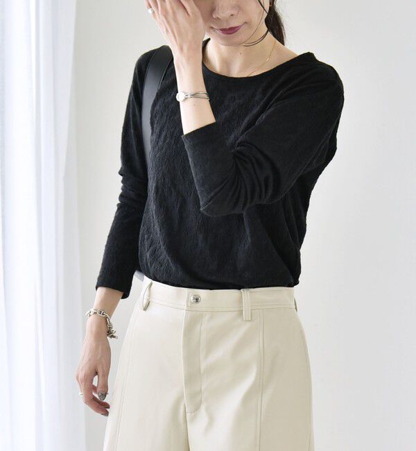 quaranciel「quaranciel:〈洗濯機可能〉シアー フラワー ジャカード コンパクト プルオーバー」|Tシャツ・カットソー|