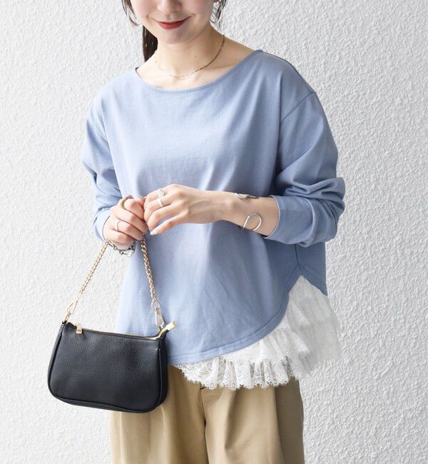 SHIPS any「〈洗濯機可能〉レース ヘム アシンメトリー ロングスリーブ TEE」|Tシャツ・カットソー|