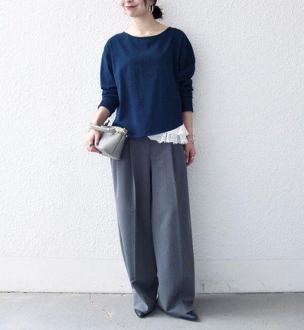 SHIPS any「〈洗濯機可能〉レース ヘム アシンメトリー ロングスリーブ TEE」|Tシャツ・カットソー|
