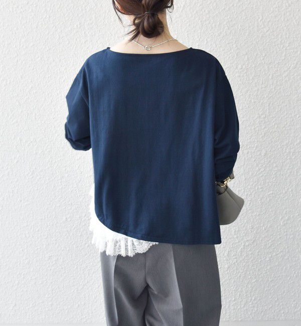 SHIPS any「〈洗濯機可能〉レース ヘム アシンメトリー ロングスリーブ TEE」|Tシャツ・カットソー|