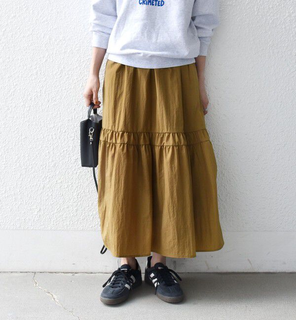 SHIPS any「〈洗濯機可能〉ウエスト リブ ギャザー スカート［NAVY BLUE］」|スカート|キャメル