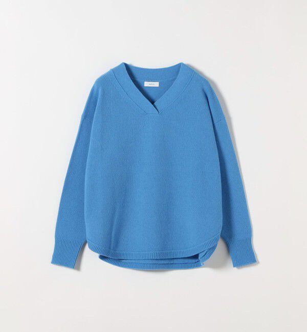 SHIPS any「〈手洗い可能〉AQUA カシミヤ ミックス Vネック ラウンドヘム プルオーバー ニット」|ニット・セーター|