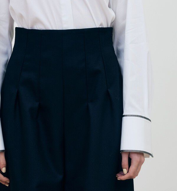 DES PRES「【WEB先行予約】 ウールカシミヤポプリンメルトン コルセットワイドパンツ」|スラックス|