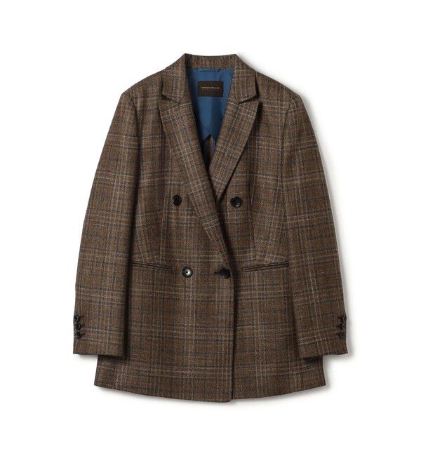 TOMORROWLAND collection「SILK AIR GLEN CHECK ダブルブレストジャケット」|テーラードジャケット|48 ブラウン系