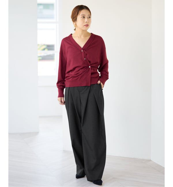 IENA「ウールMIXタックワイドパンツ」|スラックス|