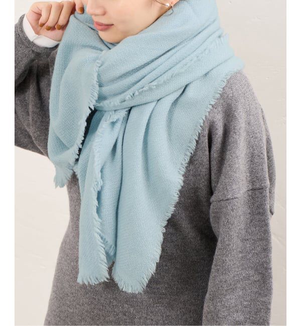 IENA「《予約》NIMNIMDUAI/ニムニムデュアイ THICK PASHMINA WOOL STOLE ストール」|ストール|サックスブルー