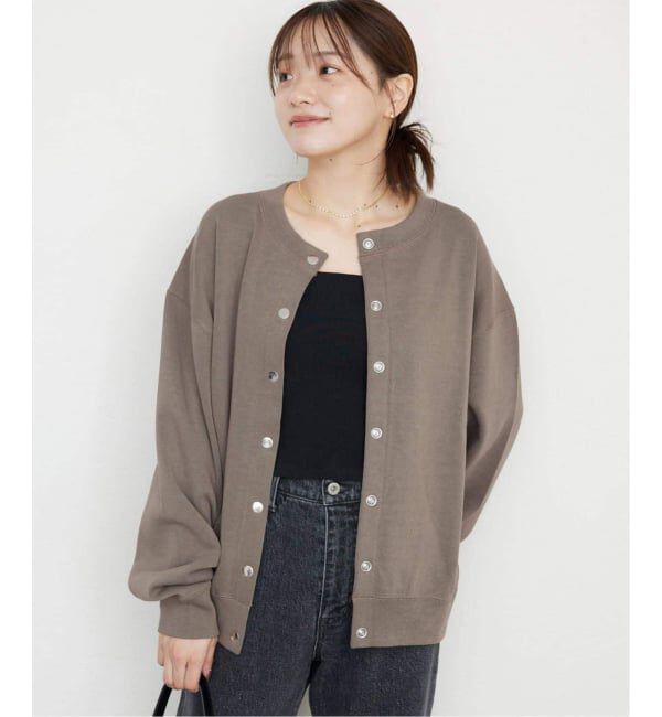 SLOBE IENA「《WEB限定カラーあり/追加4予約》ダブルフェイスジャージースナップカーディガン」|カーディガン|