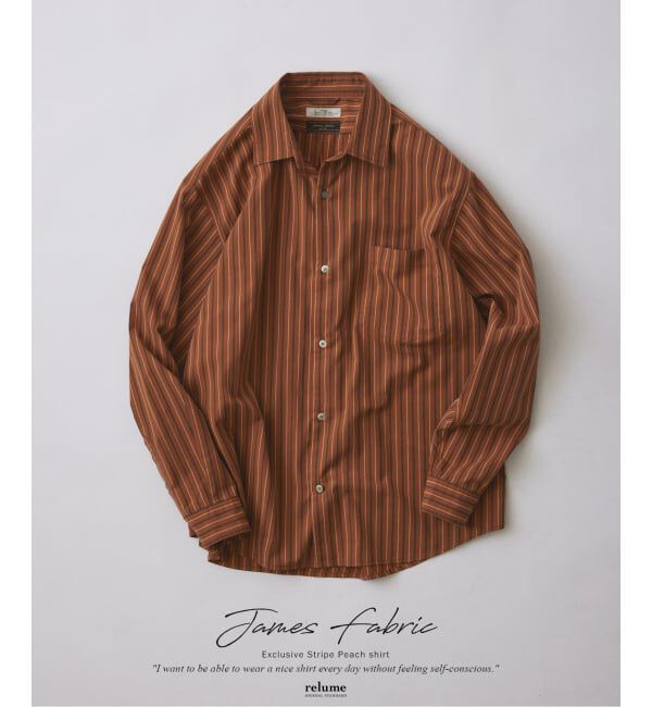 JOURNAL STANDARD relume「《予約》JAMES FABRIC/ジェームスファブリック ピーチ ストライプシャツ」|シャツ・ブラウス|ブラウン