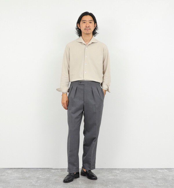 NOLLEY'S goodman「《ビジカジ対応》ケーブルニットシャツ イタリアンカラー 26AW」|シャツ・ブラウス|
