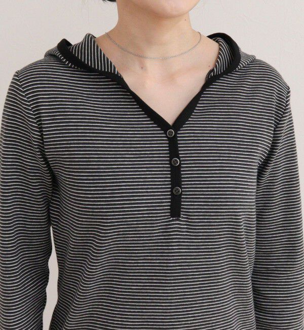 fredy emue「ヘンリーネックボーダーフーディ」|Tシャツ・カットソー|