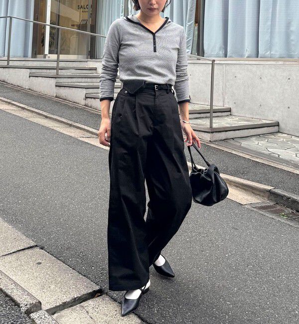 fredy emue「ヘンリーネックボーダーフーディ」|Tシャツ・カットソー|
