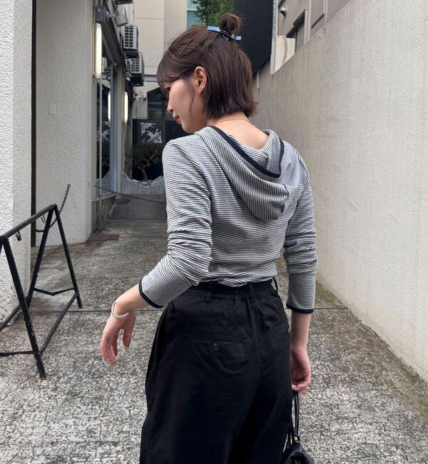 fredy emue「ヘンリーネックボーダーフーディ」|Tシャツ・カットソー|