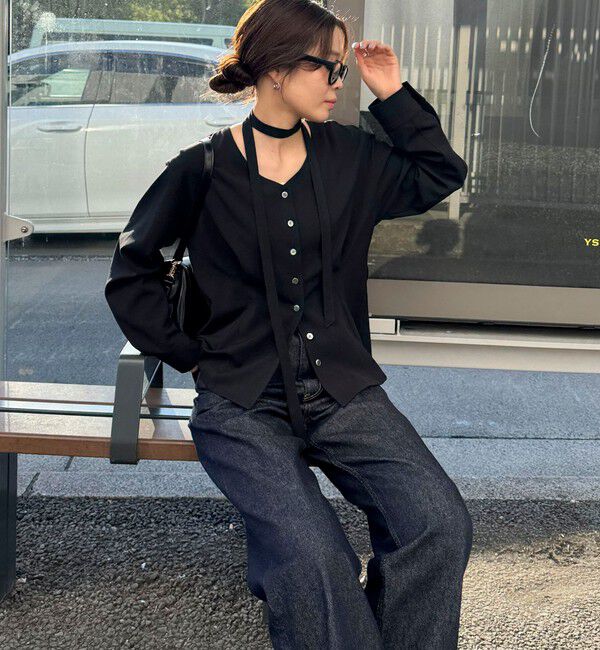 fredy emue「フロントタックボウタイ付きブラウス」|シャツ・ブラウス|