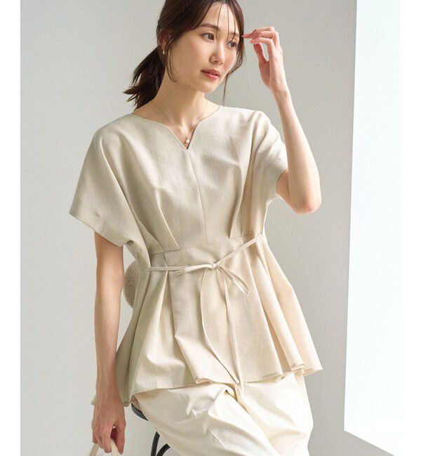 Rope&rsquo;Picnic「【ベストヒット】ハート ネック ペプラムブラウス 接触冷感」|シャツ・ブラウス|