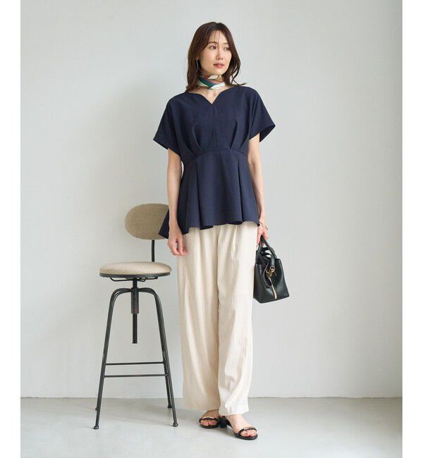 Rope&rsquo;Picnic「【ベストヒット】ハート ネック ペプラムブラウス 接触冷感」|シャツ・ブラウス|