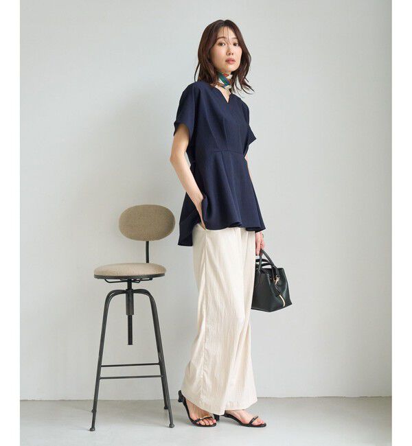Rope&rsquo;Picnic「【ベストヒット】ハート ネック ペプラムブラウス 接触冷感」|シャツ・ブラウス|