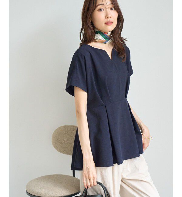 Rope&rsquo;Picnic「【ベストヒット】ハート ネック ペプラムブラウス 接触冷感」|シャツ・ブラウス|