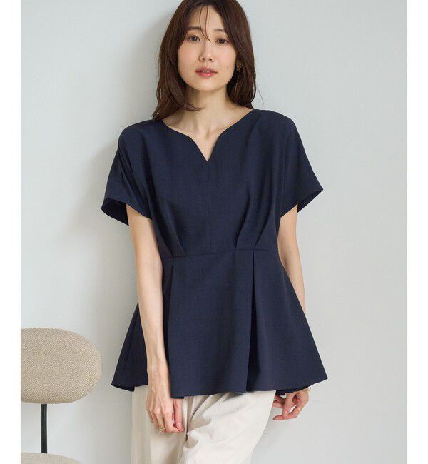 Rope&rsquo;Picnic「【ベストヒット】ハート ネック ペプラムブラウス 接触冷感」|シャツ・ブラウス|