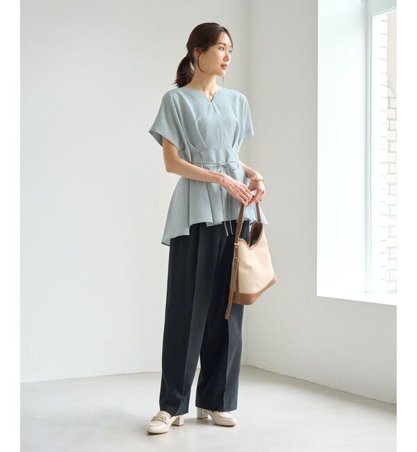 Rope&rsquo;Picnic「【ベストヒット】ハート ネック ペプラムブラウス 接触冷感」|シャツ・ブラウス|