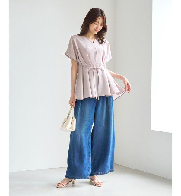 Rope&rsquo;Picnic「【ベストヒット】ハート ネック ペプラムブラウス 接触冷感」|シャツ・ブラウス|