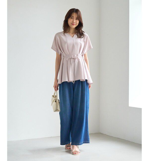 Rope&rsquo;Picnic「【ベストヒット】ハート ネック ペプラムブラウス 接触冷感」|シャツ・ブラウス|