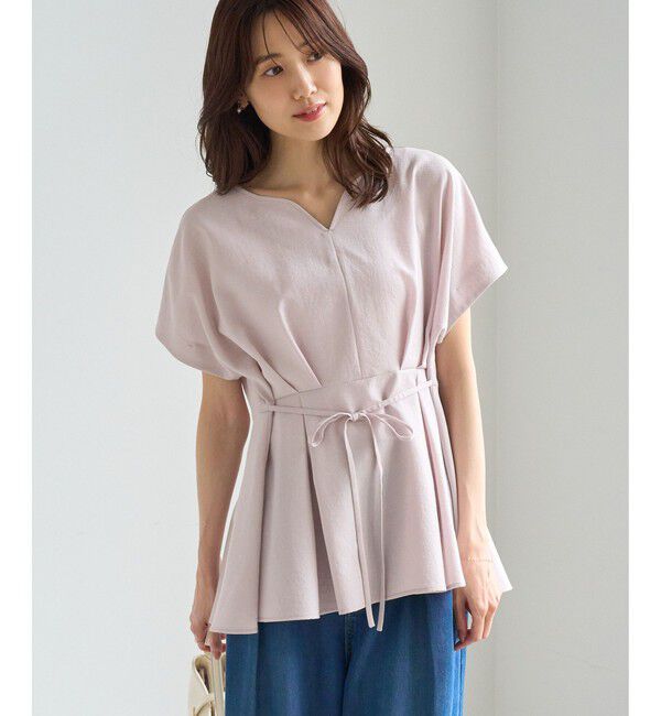 Rope&rsquo;Picnic「【ベストヒット】ハート ネック ペプラムブラウス 接触冷感」|シャツ・ブラウス|
