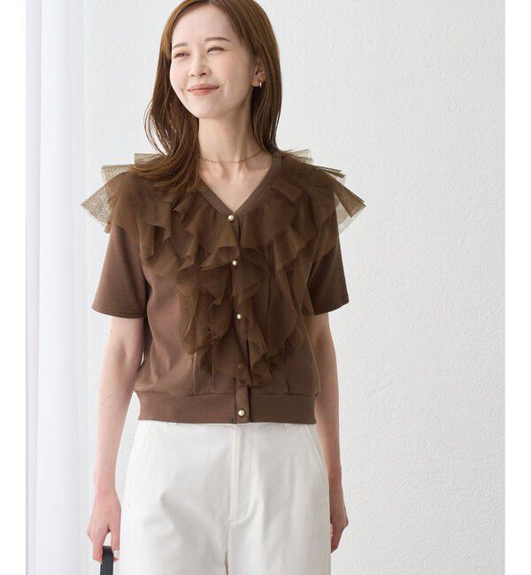 Rope&rsquo;Picnic「チュールフリルカットトップス/UVケア」|Tシャツ・カットソー|