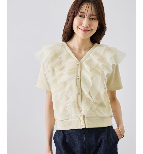 Rope&rsquo;Picnic「チュールフリルカットトップス/UVケア」|Tシャツ・カットソー|