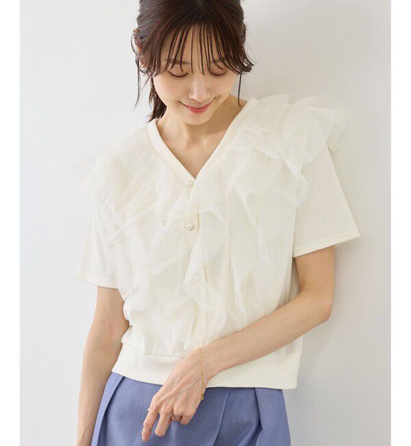 Rope&rsquo;Picnic「チュールフリルカットトップス/UVケア」|Tシャツ・カットソー|