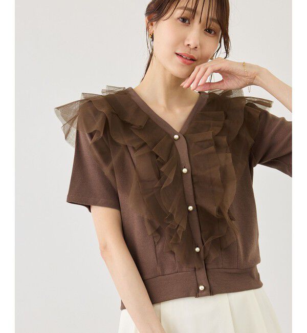 Rope&rsquo;Picnic「チュールフリルカットトップス/UVケア」|Tシャツ・カットソー|