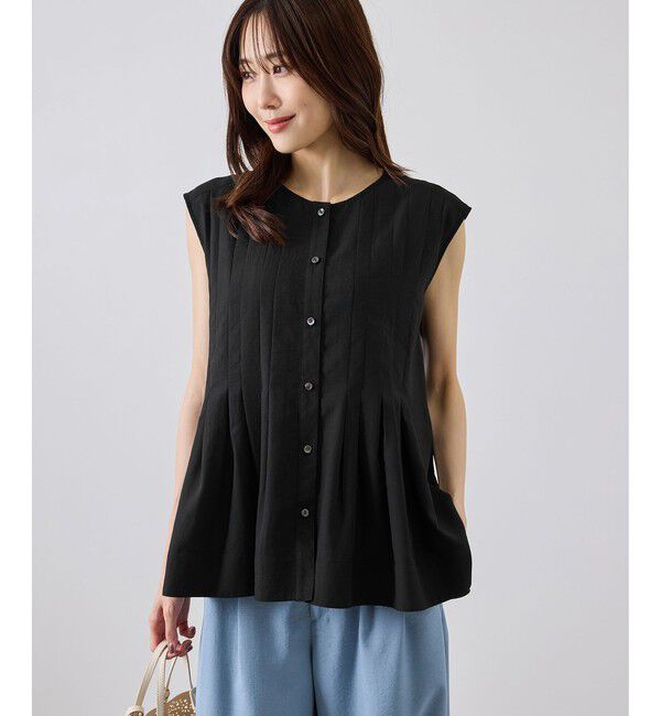 Rope&rsquo;Picnic「【WEB限定カラー】タックデザインペプラムシャツ」|シャツ・ブラウス|ブラック(01)