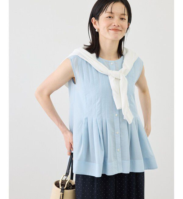 Rope&rsquo;Picnic「【WEB限定カラー】タックデザインペプラムシャツ」|シャツ・ブラウス|サックス(48)