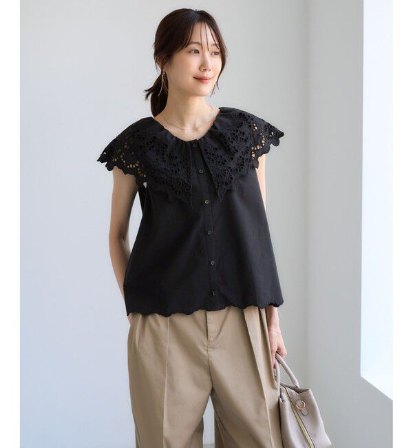 Rope&rsquo;Picnic「刺繍フリルブラウス」|シャツ・ブラウス|