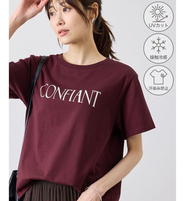 Rope&rsquo;Picnic「フロッキーロゴTシャツ/UVカット・接触冷感・汗染み防止」|Tシャツ・カットソー|ワイン(66)