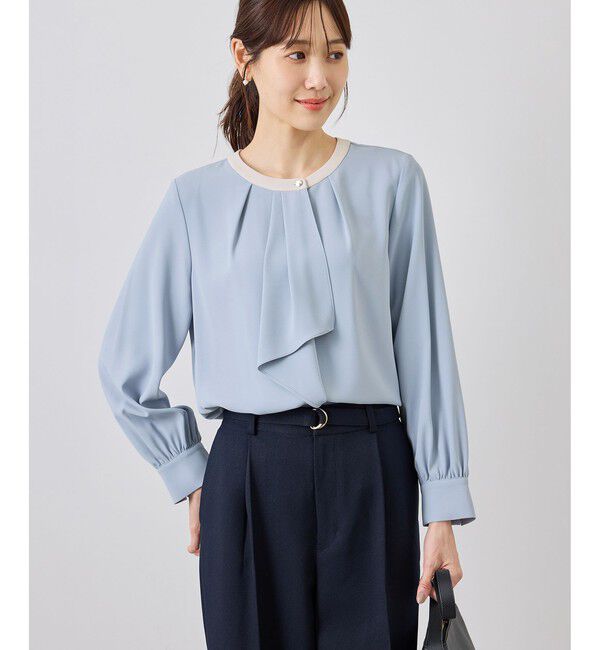 Rope&rsquo;Picnic「【WEB限定サイズ】配色アソートボウタイブラウス/通勤・お仕事」|シャツ・ブラウス|サックス(48)